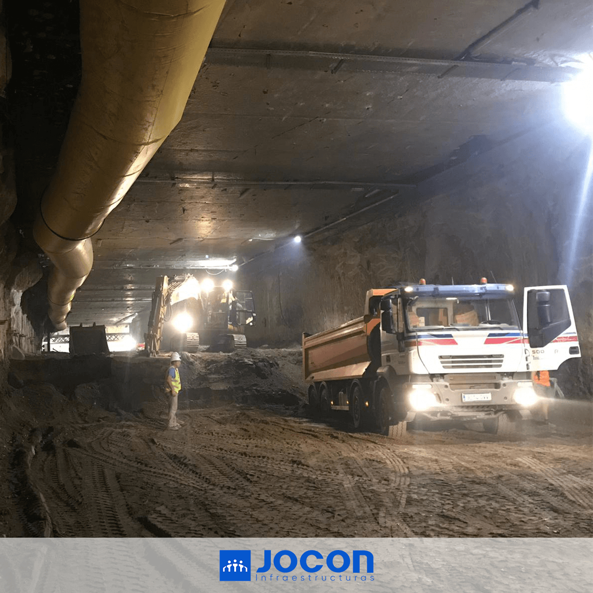 El trabajo que realiza Jocon Infraestructuras en el interior del túnel.